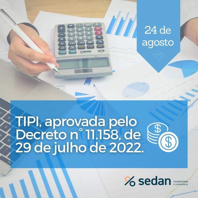 Decreto N°11.182, de 24 de agosto de 2022 altera a Tabela de Incidência do Imposto sobre Produtos Industrializados - TIPI, aprovada pelo Decreto n° 11.158, de 29 de julho de 2022.