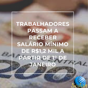 Trabalhadores passam a receber salário mínimo de R$ 1,2 mil a partir de 1° de janeiro